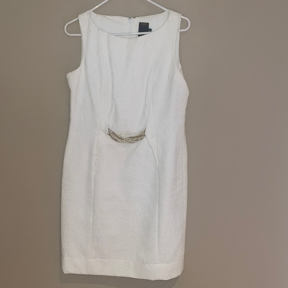 Taylor White Chain Detail Sheath Dress